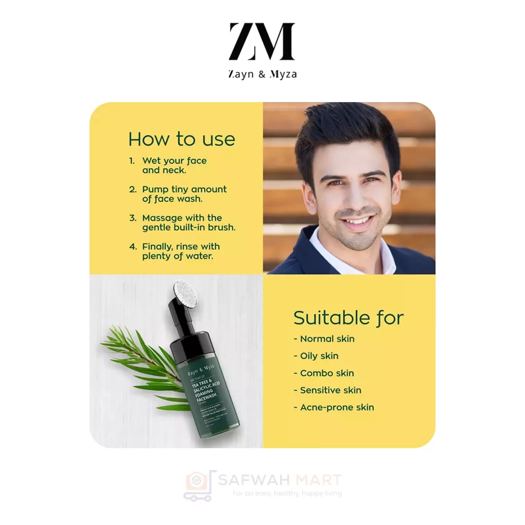 ZM Tea Tree & Salicylic Acid Foaming Facewash - For Men