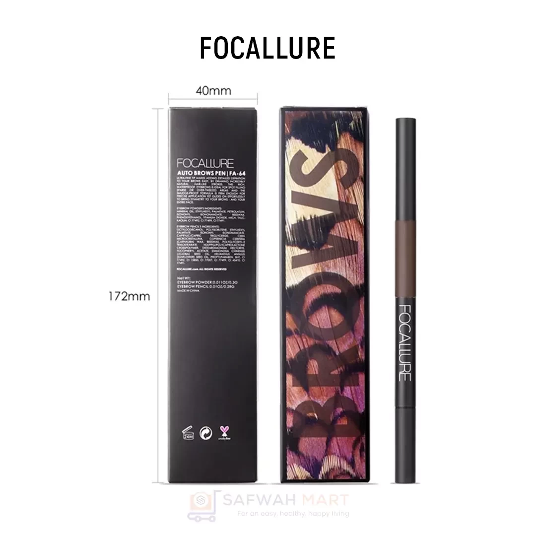 Focallure Waterproof 3 In 1 Auto Eyebrow Pencil -4(Dark Brown)