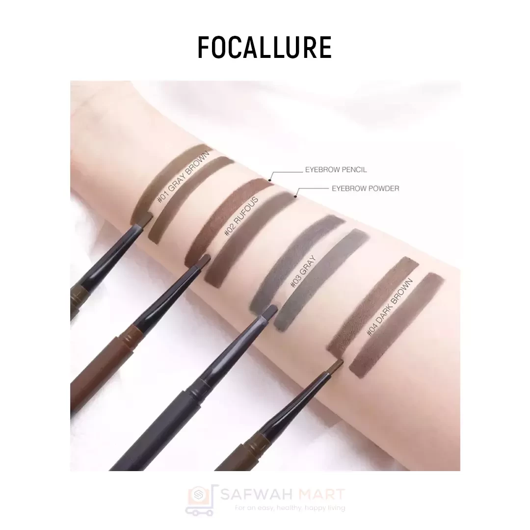 Focallure Waterproof 3 In 1 Auto Eyebrow Pencil - 01 (Gray Brown)
