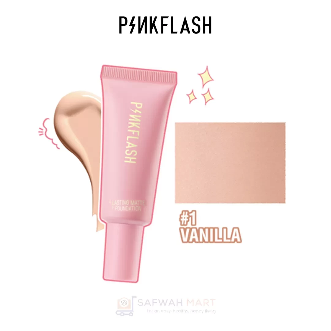 F03 – PINK FLASH Lasting Matte Foundation (#1 Vanilla)