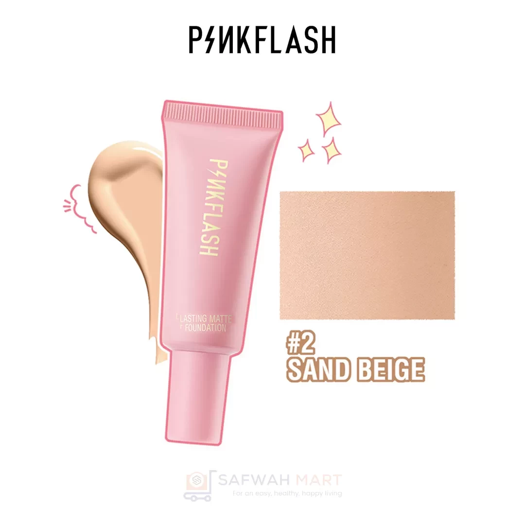 F03 – PINK FLASH Lasting Matte Foundation (#2 Sand Beige)