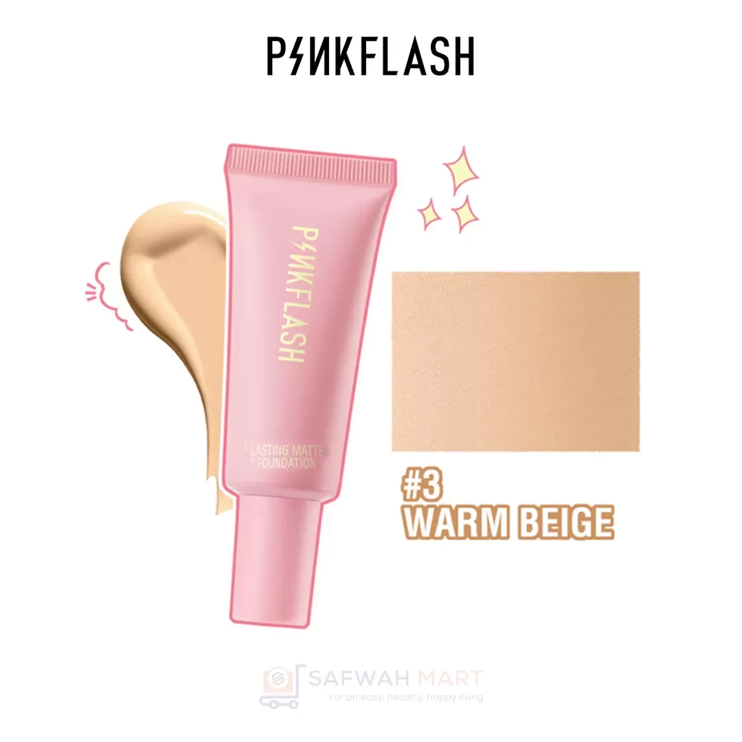 F03 – PINK FLASH Lasting Matte Foundation (#3 Warm Beige)