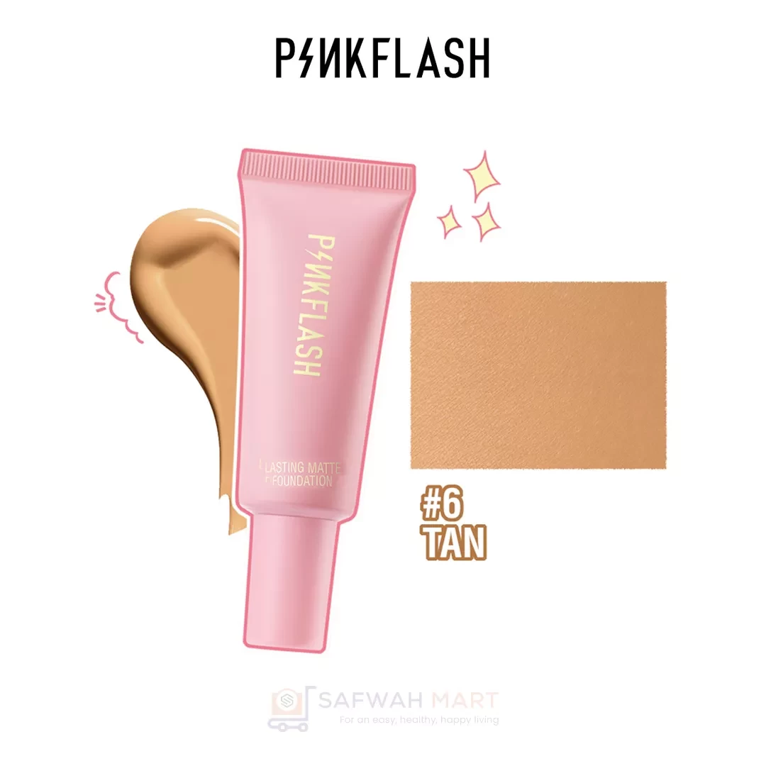 F03 – PINK FLASH Lasting Matte Foundation (#6 Tan)