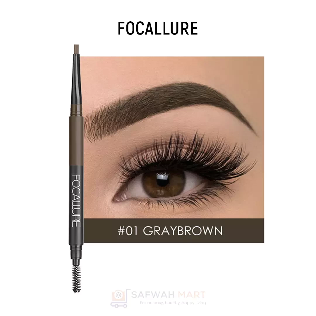 Focallure Waterproof 3 In 1 Auto Eyebrow Pencil - 01 (Gray Brown)