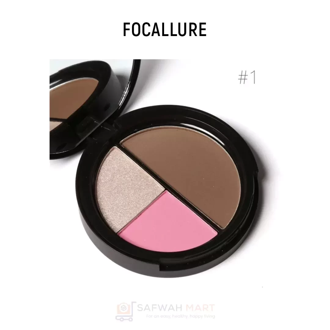Focallure 3 In 1 Blush Highlighter Contour Kit-01