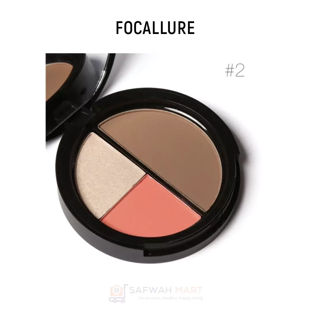 Focallure 3 In 1 Blush Highlighter Contour Kit-02