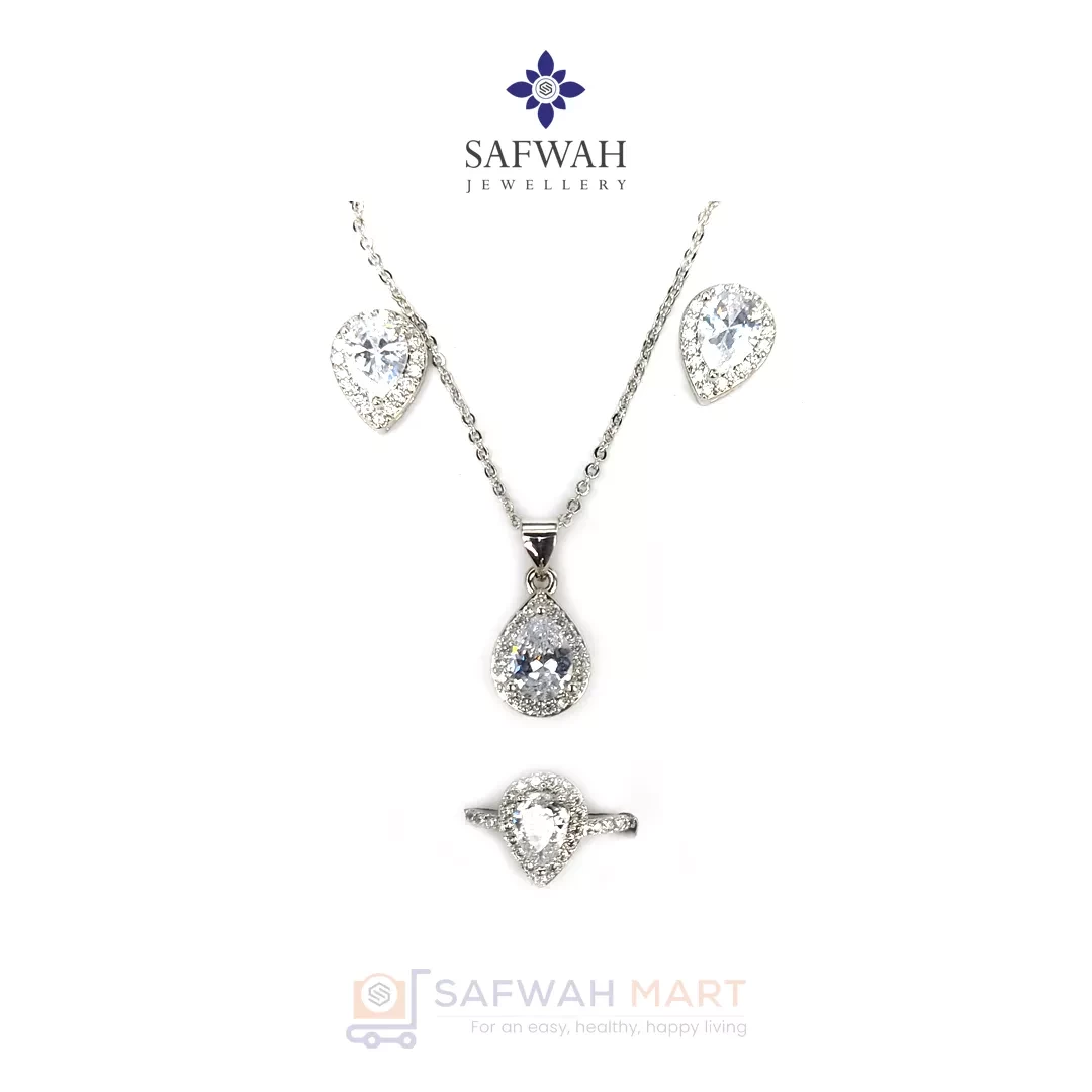 necklace-earring-ring-set-water-drop-white